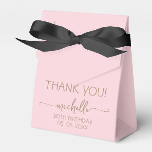 Birthday Gold Monogram Name Script Blush Thank You Favour Box