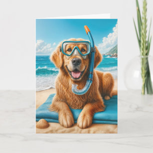 Birthday Golden Retrieve With Snorkelling Gear Card