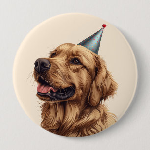 Birthday Golden Retriever Dog 10 Cm Round Badge