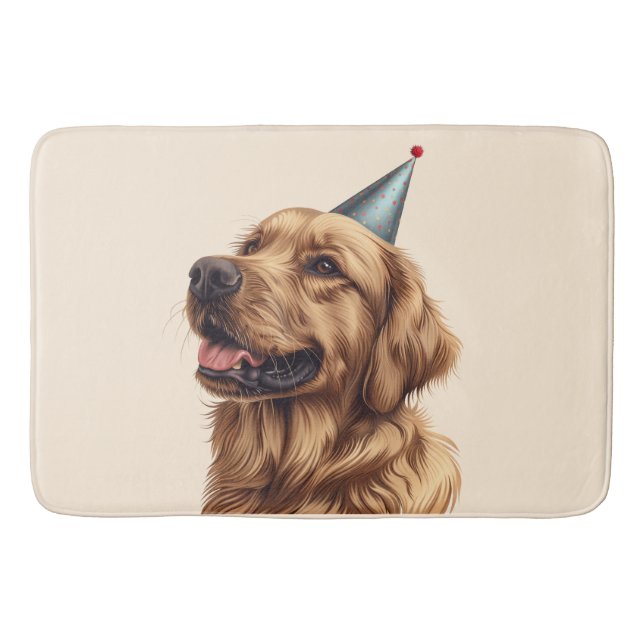 Birthday Golden Retriever Dog Bath Mat (Front)