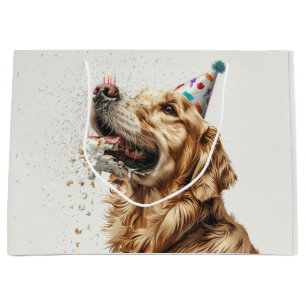 Birthday Golden Retriever Dog Large Gift Bag