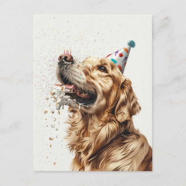 Birthday Golden Retriever Dog Postcard (Front)
