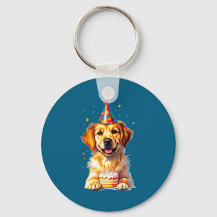 Birthday Golden Retriever, Party Dog  Key Ring