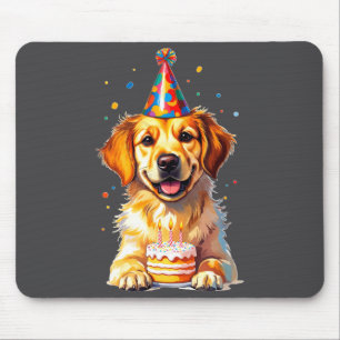 Birthday Golden Retriever, Party Dog  Mouse Pad