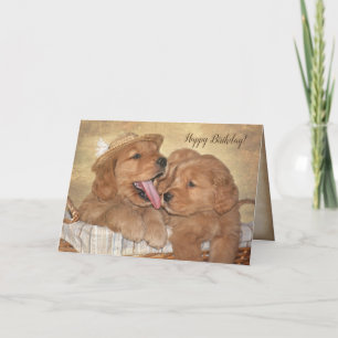 birthday golden retriever puppy fun card