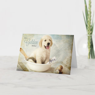 Birthday Golden Retriever Puppy Spa Theme Card