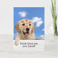 Birthday Golden Retriever with Lipstick Kisses