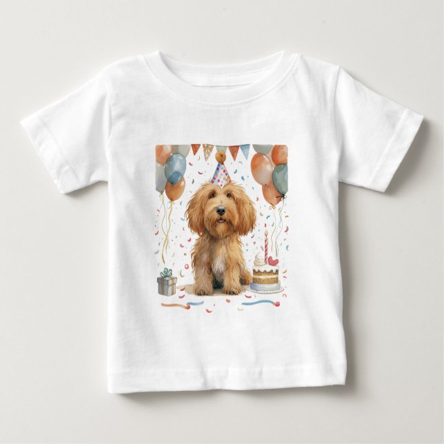 Birthday Goldendoodle Dog Baby T-Shirt (Front)