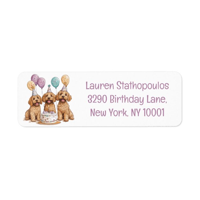 Birthday Goldendoodle Dogs Birthday Cake (Front)