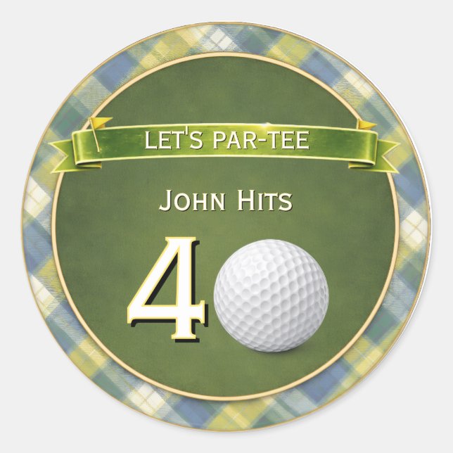  Birthday Golf / Golfing / Golfer Theme Classic Round Sticker (Front)
