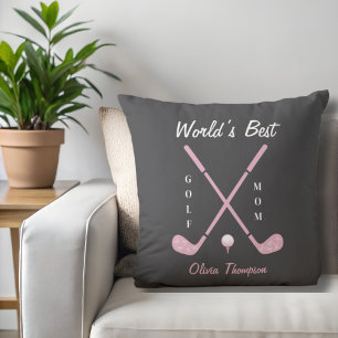 Birthday Golf Mom Pink Golf Club Bows Custom Cushion