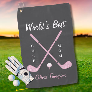 Birthday Golf Mom Pink Golf Club Bows Custom Towel