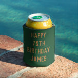 Birthday Golfer 70th Elegant Green Dad Stylish Can Cooler<br><div class="desc">Green 70th birthday can cooler. Perfect for dad,  grandad,  stepdad. Golfer gift idea. You can personalise the year.</div>