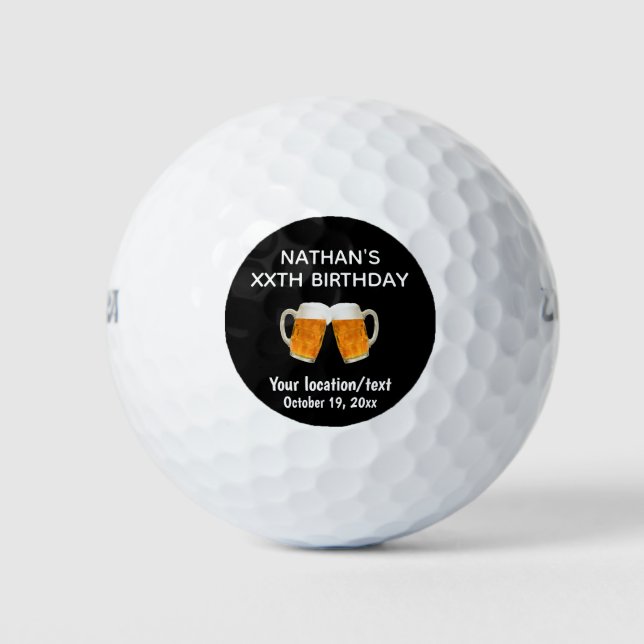Birthday Golfer Age Beer Cheers  Golf Balls (Front)
