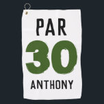 Birthday Golfer Funny 30th happy son Par Golf Towel<br><div class="desc">Par 30. Funny 30th birthday quote golf towel. Perfect for son,  friend,  husband,  brother. Golfer gift idea. You can personalise the year and name.</div>