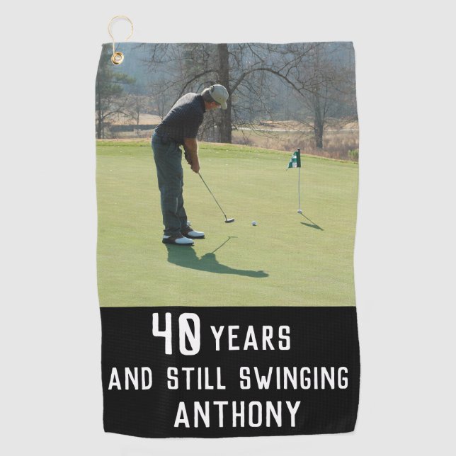 Birthday Golfer Funny 40th happy Dad Par Photo Golf Towel (Front)