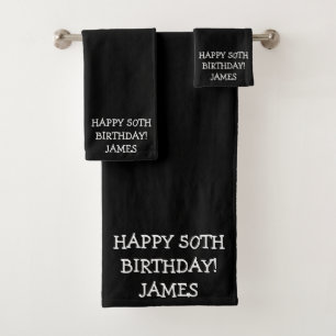 Birthday Golfer Funny 50th Black Dad Bath Towel Set