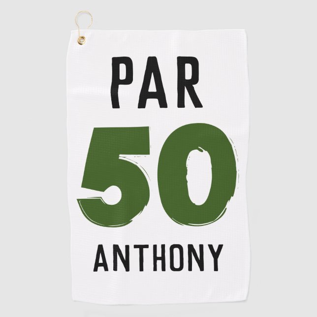 Birthday Golfer Funny 50th happy Dad Par Golf Towel (Front)