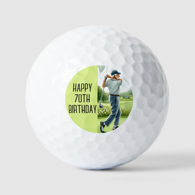 Birthday Golfer Funny 70th happy Dad Golf Balls (Front)