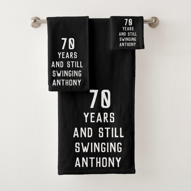 Birthday Golfer Funny 70th happy Dad Par Bath Towel Set (Insitu)