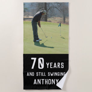 Birthday Golfer Funny 70th happy Dad Par Photo Beach Towel