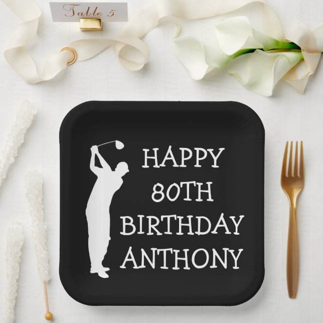 Birthday Golfer Funny 80th happy Dad Par Paper Plate (Wedding)