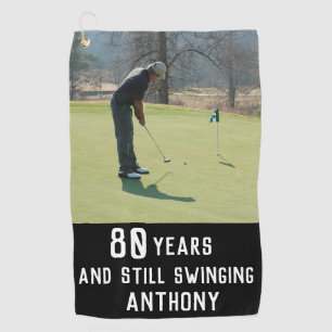 Birthday Golfer Funny 80th happy Dad Par Photo Golf Towel