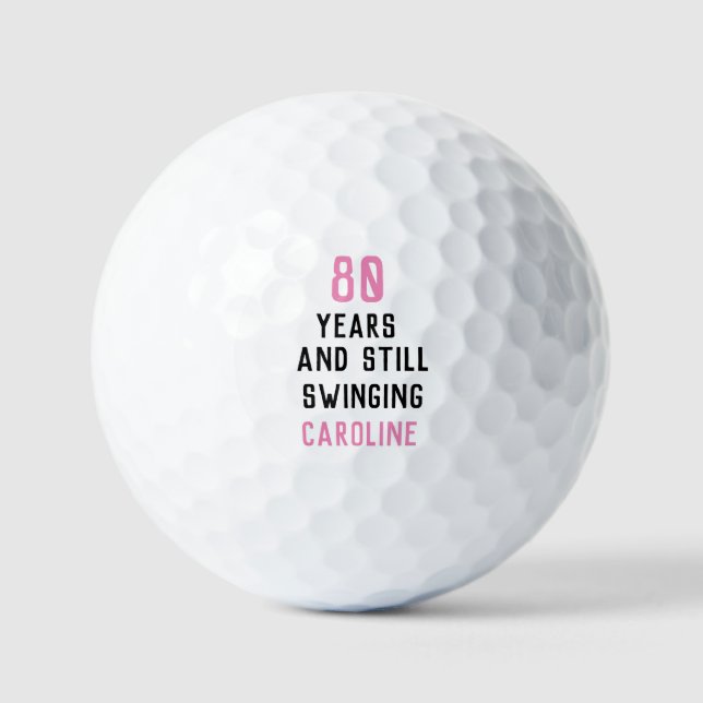Birthday Golfer Funny 80th happy Pink Par Golf Balls (Front)