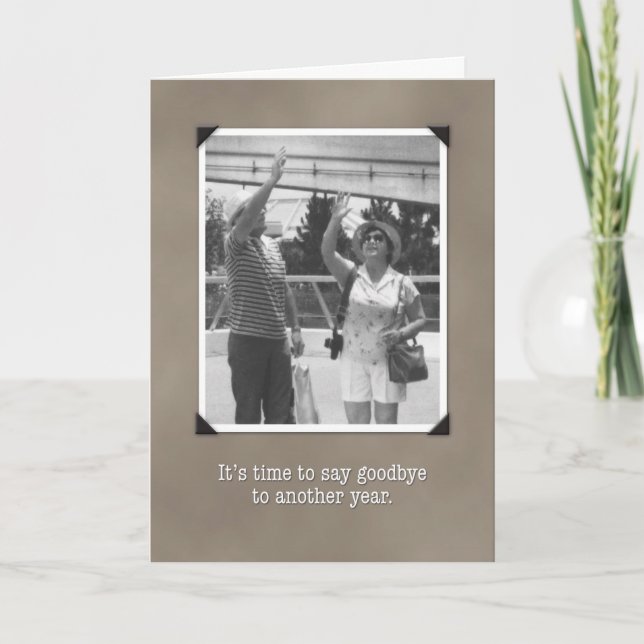 Birthday Goodbye To Year, Funny Vintage Card (Front)