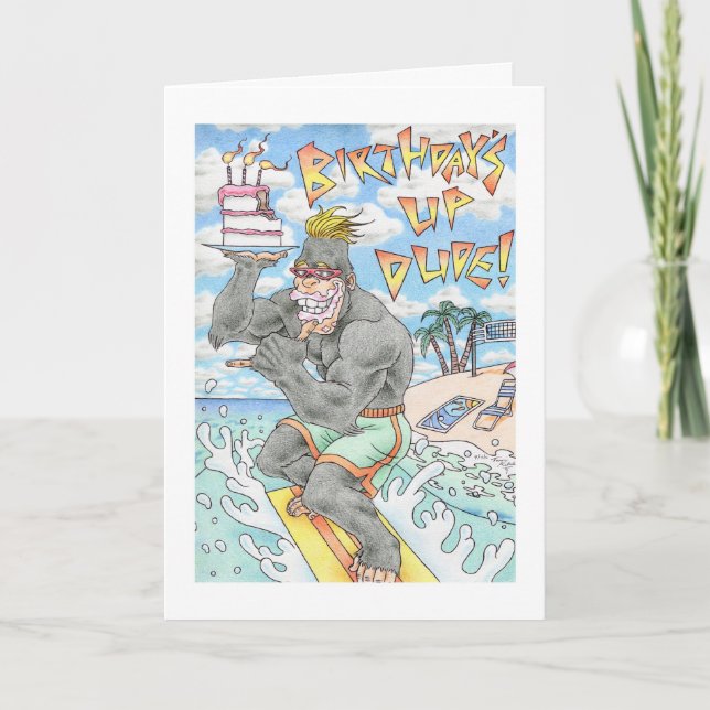 Birthday Gorilla Surfer Card (Front)
