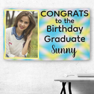 Birthday Graduation Tie Dye One Photo Banner