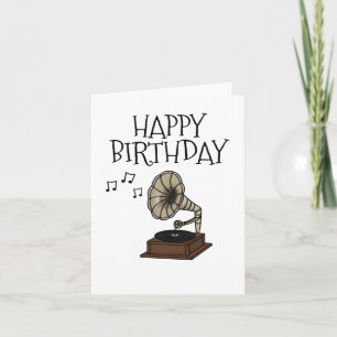 Birthday Gramophone Music Lover Musician Sticker  Card