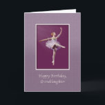Birthday, Granddaughter, Ballerina in Purple Card<br><div class="desc">This birthday greeting card for a granddaughter features a ballerina in a purple and white costume. Up on her toes, she had one leg extended in a lovely ballet position. The ballerina has red hair and there is a soft spotlight falling on her back. She is placed on a background...</div>