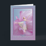 Birthday,  Granddaughter, Ballerina on Pink and Bl Card<br><div class="desc">This lovely little ballerina is reaching towards the light with a soft pink peony in the background.   She makes a very nice birthday greeting card.   Feel free to change the inside verse to suit your needs.</div>