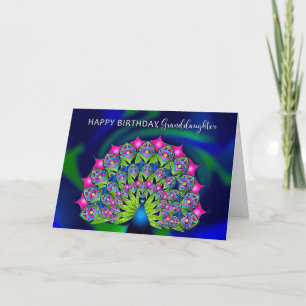 Birthday Granddaughter Beautiful Colourful Peacock Card