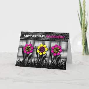 BIRTHDAY - GRANDDAUGHTER - BLACK/WHITE/DAISIES CARD