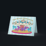 Birthday - Granddaughter - Carousel - Card<br><div class="desc">Colourful and loaded with fun is this adorable birthday card ideal for any child.  See same image for other birthdays and party invitations.</div>