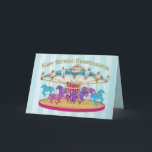 Birthday - Granddaughter - Carousel - Card<br><div class="desc">Colourful and loaded with fun is this adorable birthday card ideal for any child.  See same image for other birthdays and party invitations.</div>