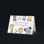 Birthday Granddaughter Fun Animal Cartoons Card<br><div class="desc">Cute Watercolor Animals for your special Grandson who has turned your world upside down with happiness</div>