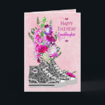 Birthday, Granddaughter,  Sneakers black/White Card<br><div class="desc">Feminine birthday greeting any teen girl would love.  See assortment of ages and also invitations for 13th and sweet sixteenth parties.</div>