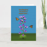 Birthday, Granddaughter, Sweet Peas and Butterflie Card<br><div class="desc">A fantasy image highlighted by purple sweet pea flowers with little faces watching two hovering monarch butterflies makes a colourful and whimsical birthday card for a granddaughter.  Customise by changing the inside verse to anything you want.</div>