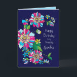 Birthday, Grandma, Bright Bold & Colourful Flowers Card<br><div class="desc">Beautiful graphic bright and bold flowers will catch the recipient's eye with all the colours.  Many categories to select from.</div>
