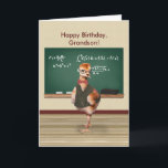 Birthday, Grandson, Baby Bird, Customisable Card<br><div class="desc">A baby sandhill crane bird is dressed as a physics teacher. In this humourous image on a birthday card for a grandson the bird wears glasses, a bow tie, and a brown vest completed with a gold watch chain giving the appearance of a very serious teacher or student. He stands...</div>