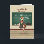 Birthday, Grandson, Baby Bird, Customisable Card<br><div class="desc">A baby sandhill crane bird is dressed as a physics teacher. In this humourous image on a birthday card for a grandson the bird wears glasses, a bow tie, and a brown vest completed with a gold watch chain giving the appearance of a very serious teacher or student. He stands...</div>
