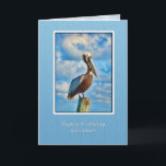 Birthday, Grandson, Brown Pelican on Post Card<br><div class="desc">He's the smallest of the pelican species,  but the brown pelican is beautiful especially in his breeding plumage.   It makes a very lovely birthday greeting card.</div>