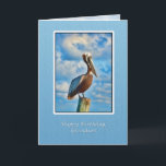Birthday, Grandson, Brown Pelican on Post Card<br><div class="desc">He's the smallest of the pelican species,  but the brown pelican is beautiful especially in his breeding plumage.   It makes a very lovely birthday greeting card.</div>