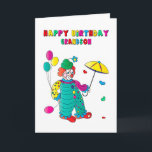 Birthday Grandson Colourful Clown Fun Image Card<br><div class="desc">Fun and ideal card to give the child to brighten his day.  Other categories are available.

Also,  note,  there is the same image available except it is designed like a colouring book page
ready for the child to colour the card.</div>
