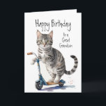 Birthday Grandson Fun Cute Cat on Kick Scooter Card<br><div class="desc">Birthday Grandson Fun Cute Cat on Kick Scooter</div>