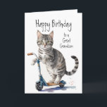 Birthday Grandson Fun Cute Cat on Kick Scooter Card<br><div class="desc">Birthday Grandson Fun Cute Cat on Kick Scooter</div>