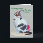 Birthday, Grandson, Green-eyed Cat Card<br><div class="desc">This lovely green-eyed cat makes a wonderful image for any pet lover. It looks especially nice on this birthday greeting card for someone special.   Feel free to change the inside verse to suit your needs.</div>